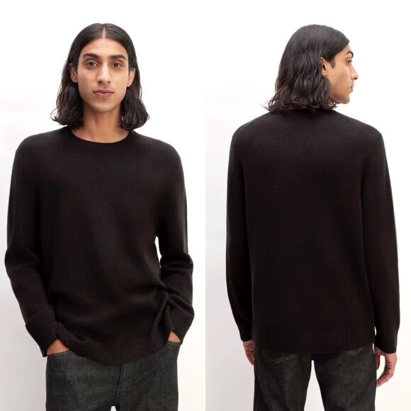 Everlane The Premium Merino Crew Neck Sweater Wool Black Men's XL NWT - Picture 1 of 11